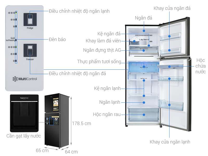 Tủ lạnh Panasonic NR-TL381GVKV