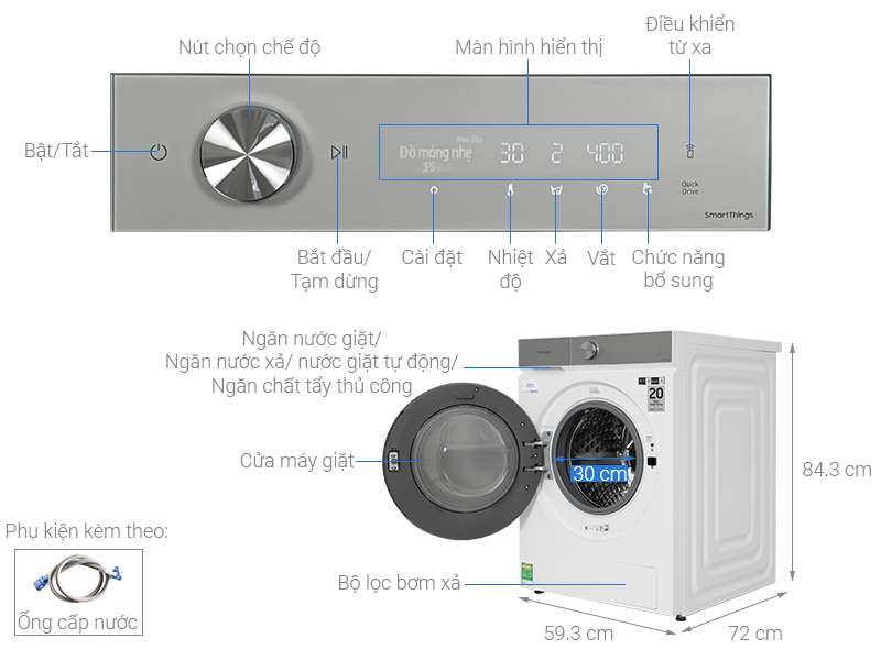 Máy giặt sấy Samsung WD12BB944DGHSV