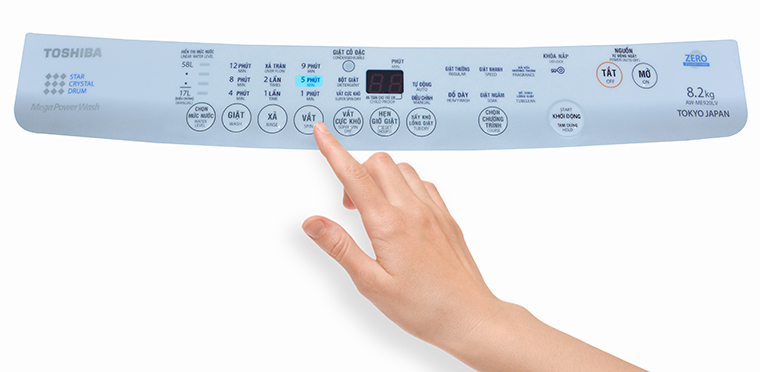 cách sử dụng bảng điều khiển máy giặt Toshiba AW-E920LV lồng đứng 8.2kg