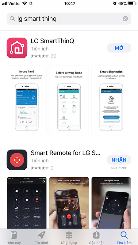 Cài đặt và đăng nhập ứng dụng LG SmartThinQ