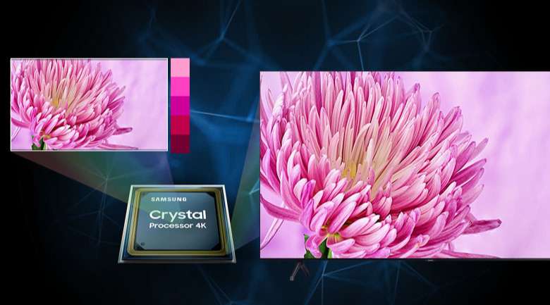 Hiển thị các sắc độ màu tinh khiết cải thiện độ chi tiết hình ảnh qua bộ xử lý Crystal 4K