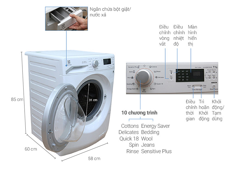 máy giặt Electrolux EWF12942 9KG