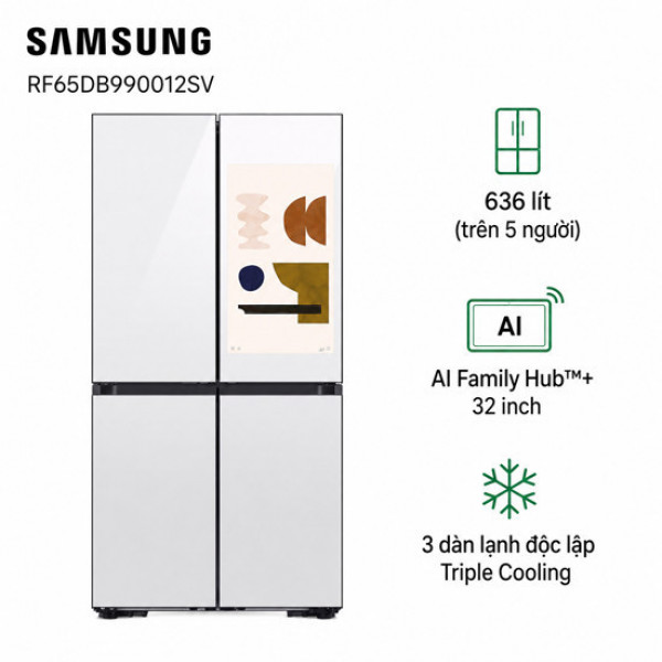 Tủ lạnh Samsung Inverter 636 lít Multi Door Bespoke RF65DB990012SV - Chính hãng