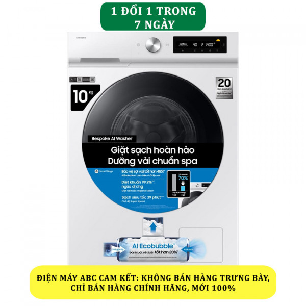 Máy giặt Samsung WW10DB7U34GWSV Bespoke AI EcoBubble Inverter 10kg - Mới 2025