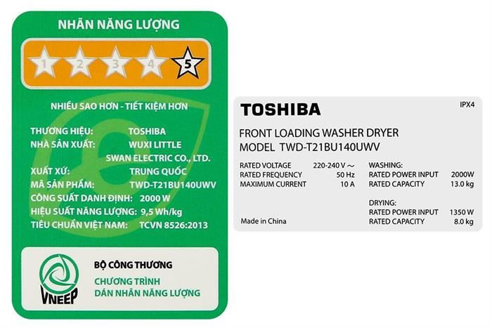 Máy giặt sấy Toshiba Inverter giặt 13 kg - sấy 8 kg TWD-T21BU140UWV(MG) - Mới 2025#2